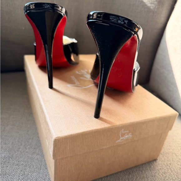 Miss Z Mule 100mm Patent Christian Louboutin Black Patent Leather Heels - Picture 4 of 9